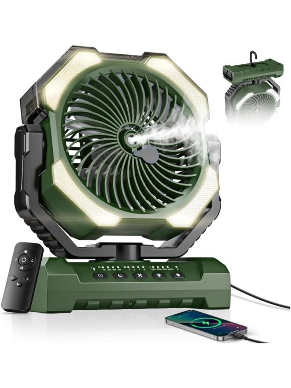 Misting Fan, Portable Camping Fans with 9oz Water Tank, 24000mAh Rechargeable